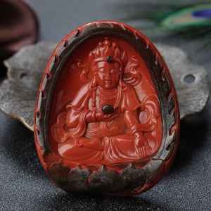 铁皮包浆料南红度母吊坠