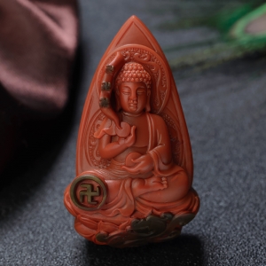 铁皮包浆料南红大日如来吊坠