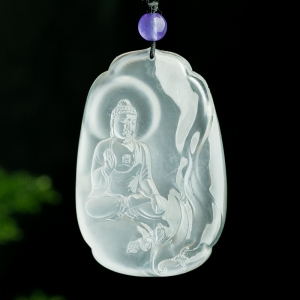 玻璃种淡晴水翡翠大日如来吊坠