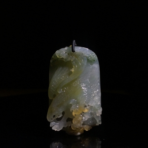 糯冰种翡翠英明神武吊坠