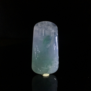糯冰种飘翠翡翠山水牌吊坠