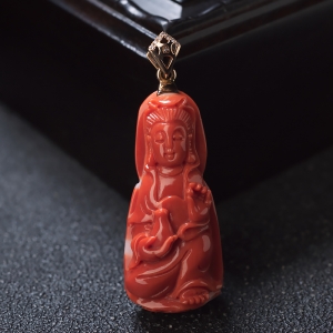 18KMOMO珊瑚观音吊坠