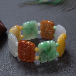 糯种翡翠瑞兽手排