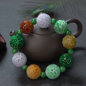 糯种翡翠花珠单圈手串
