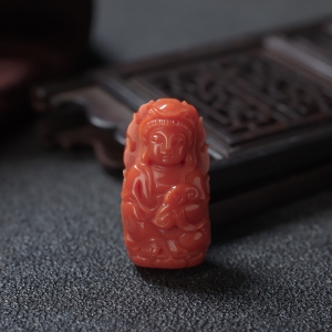 沙丁珊瑚观音吊坠