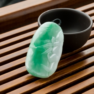 糯冰种飘翠翡翠节节高升吊坠