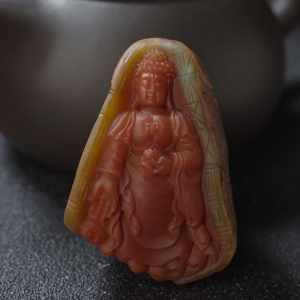 铁皮包浆料南红佛吊坠