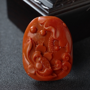 柿子红南红莲花吊坠