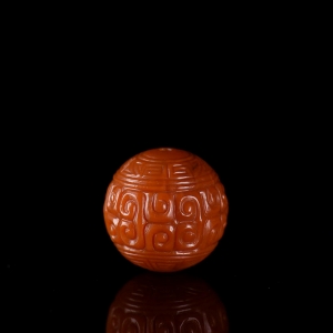 16.5mm柿子红南红回纹珠圆珠