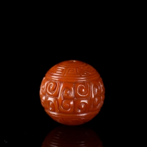 16.5mm柿子红南红回纹珠圆珠