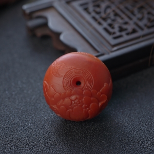 柿子红南红花开富贵平安扣吊坠