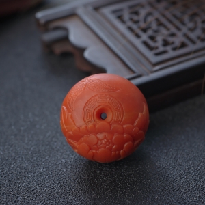 柿子红南红花开富贵平安扣吊坠