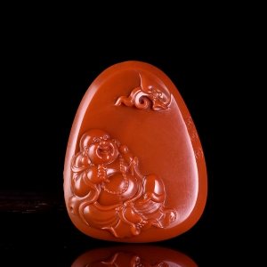 柿子红南红弥勒佛吊坠