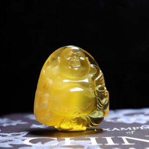 鸡油黄金绞蜜弥勒佛吊坠