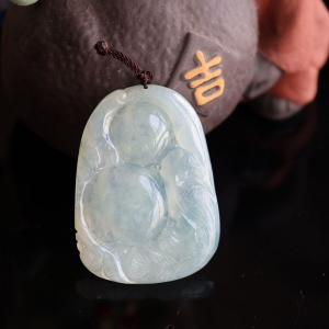 糯冰种飘花翡翠凤凰吊坠