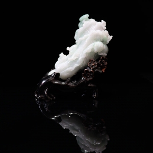 糯冰种飘花翡翠百财摆件