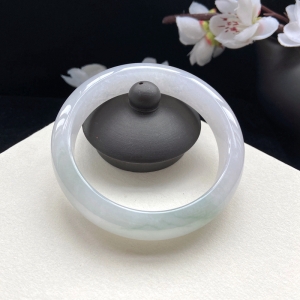 57mm糯冰种飘花翡翠平安镯