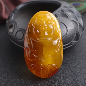 带皮鸡油黄金绞蜜弥勒佛吊坠