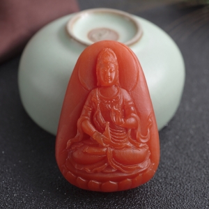 柿子红南红观音吊坠