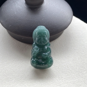 糯冰种油青宝宝佛吊坠