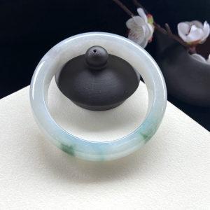 56mm糯冰种飘花翡翠平安镯