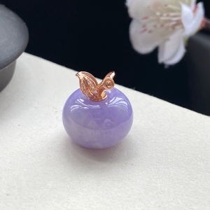 18K糯种紫罗兰翡翠平平安安吊坠