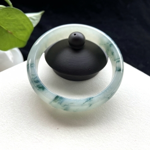 54.5mm糯冰种飘花翡翠平安镯
