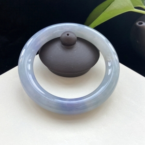 54.5mm糯冰种紫罗兰翡翠圆条镯