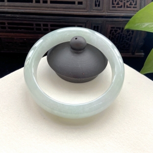 57.5mm糯冰种翡翠平安镯