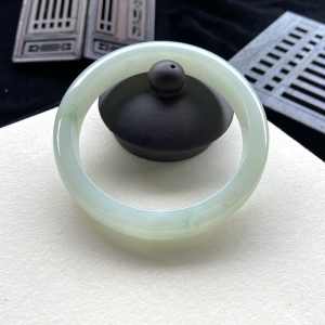 56mm糯冰种飘花翡翠平安镯