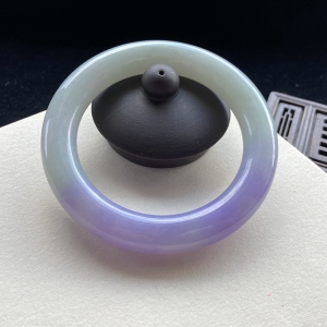 55.5mm糯种紫罗兰翡翠圆条镯