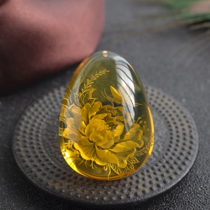 墨西哥蓝珀蝶恋花吊坠