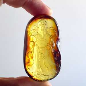 墨西哥红蓝珀财神吊坠