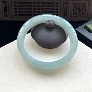 58mm糯冰种蓝绿翡翠平安镯