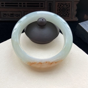 58mm糯冰种黄翡翠平安镯