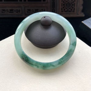54mm糯冰种飘花翡翠平安镯