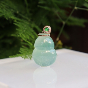 18k冰种晴水翡翠福禄吊坠