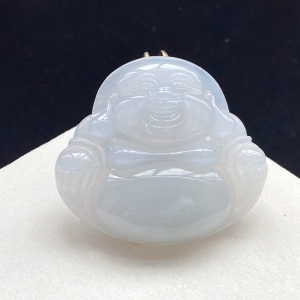 糯冰种翡翠弥勒佛吊坠