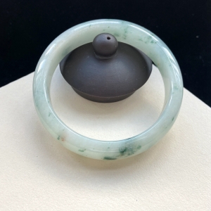 57mm糯种飘花翡翠平安镯