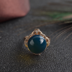 18K天空蓝多米蓝珀戒指/吊坠两用款