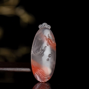 冰飘南红年年有余吊坠