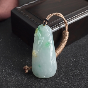 糯冰种飘翠翡翠蝶恋花吊坠
