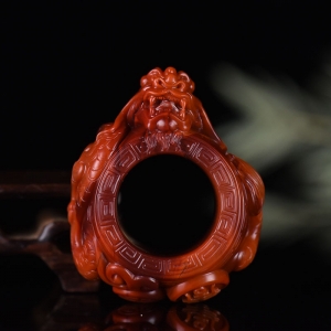柿子红南红飞龙在天扳指