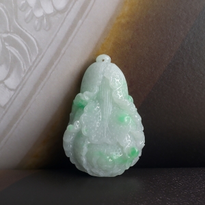 糯种飘翠翡翠白菜吊坠
