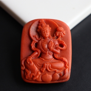 柿子红南红大势至菩萨吊坠