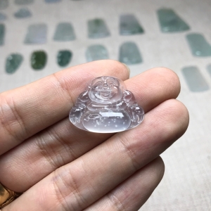 高冰种木那翡翠弥勒佛吊坠
