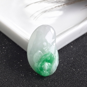 糯种飘翠翡翠一品清廉吊坠