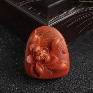 柿子红南红莲花吊坠