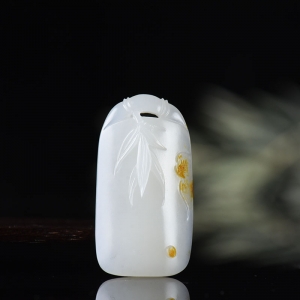 山流水料和田羊脂白玉节节高吊坠