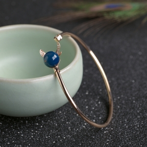 54.5mm18K天空蓝多米蓝珀蜜蜂手镯
